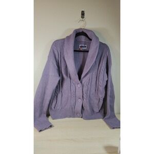 Pilcro Anthropologie Purple Cowl Neck Knit Cardigan Sweater Size M